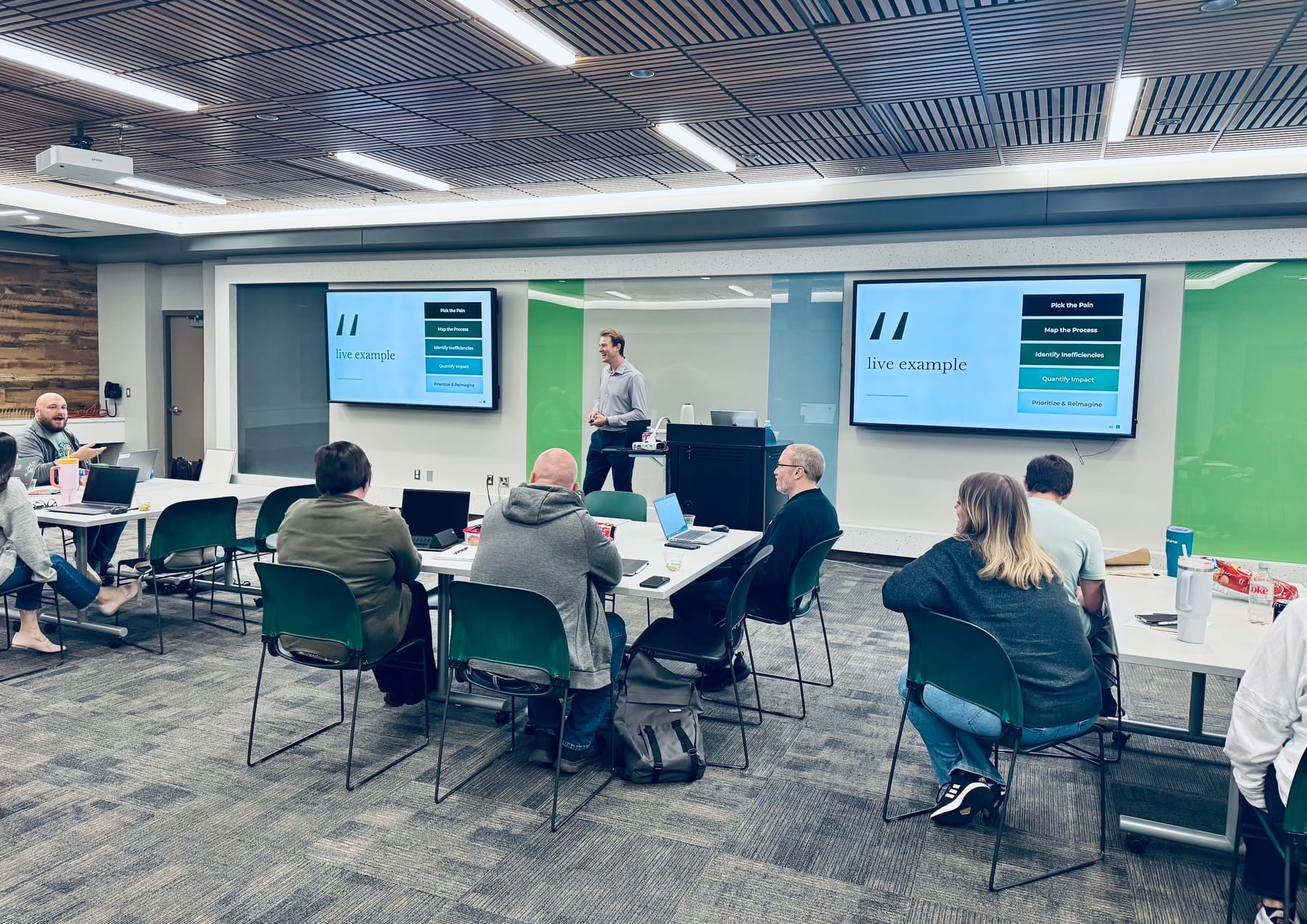 Devin Golets presenting a live example to a room of workshop participants