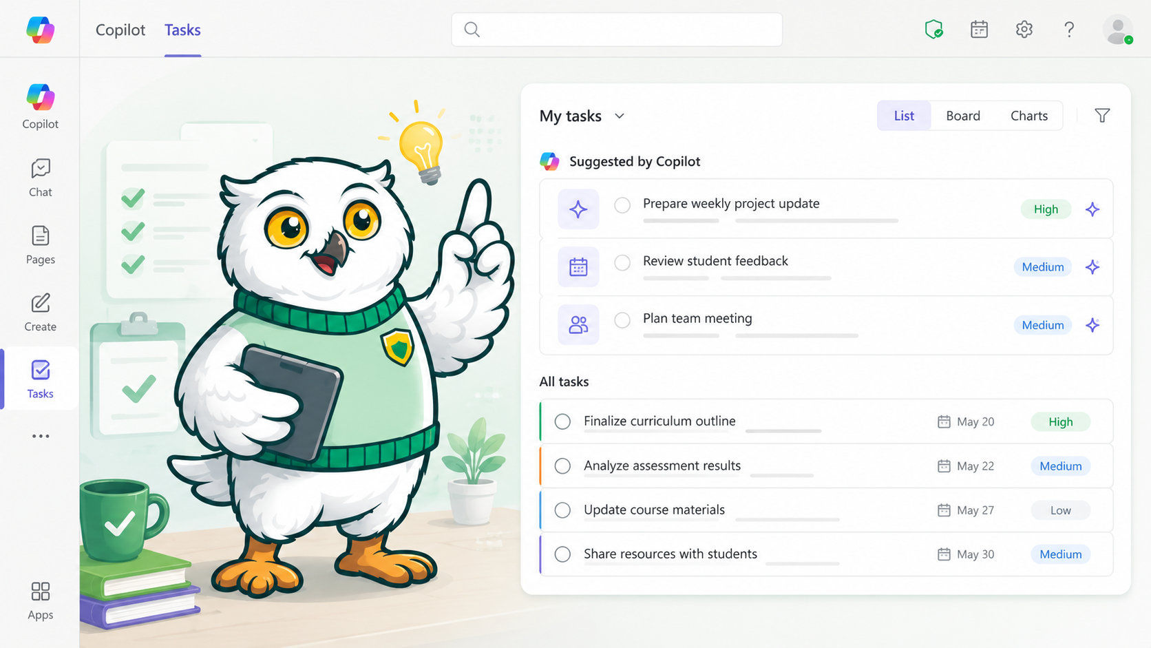Microsoft Copilot Tasks running a scheduled, recurring research prompt